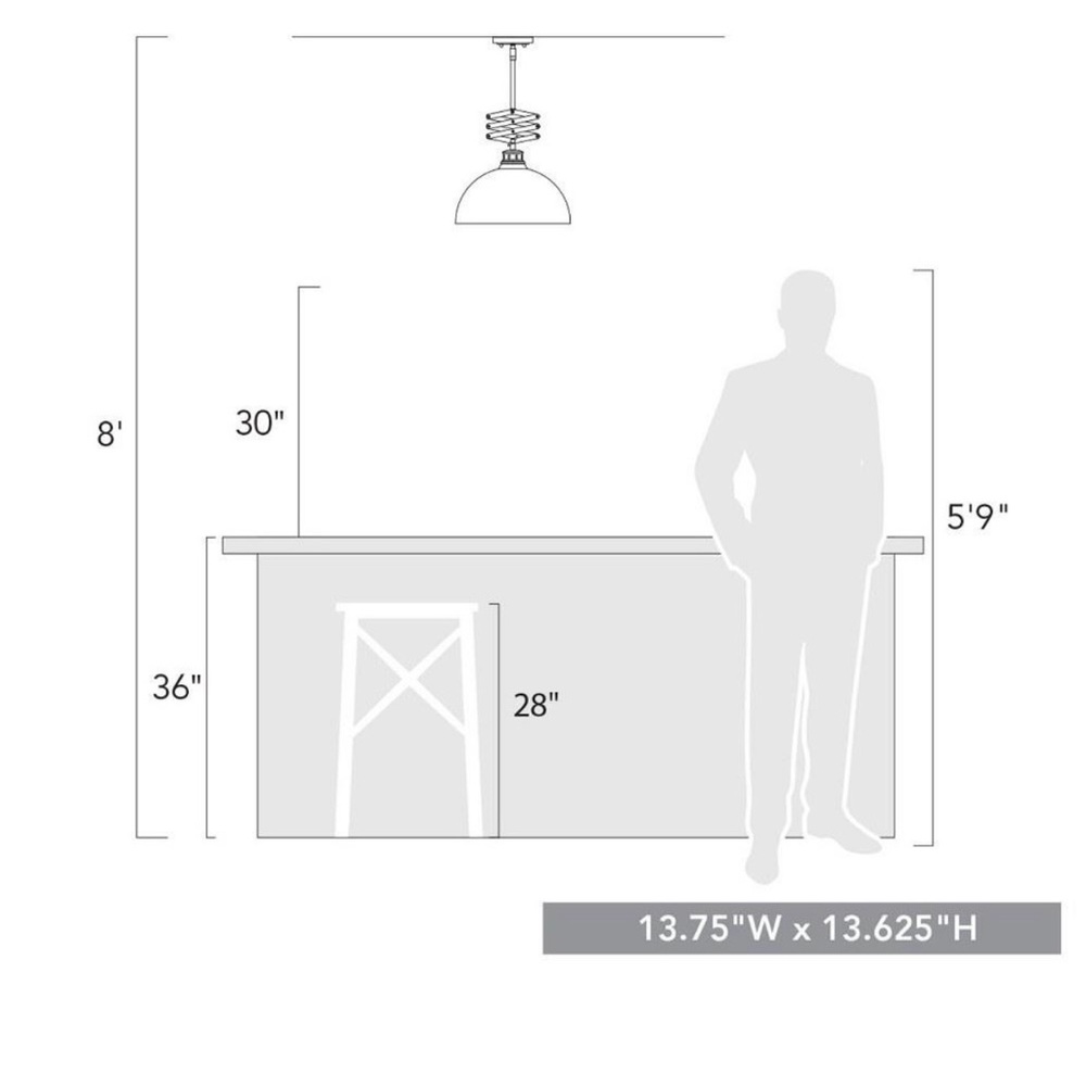 Bronze Medium Pendant in Sturdy style - 13.625 In high by 13.75 in